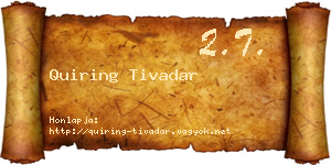 Quiring Tivadar névjegykártya